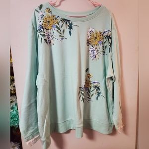Plus size floral knot sleeve sweat shirt